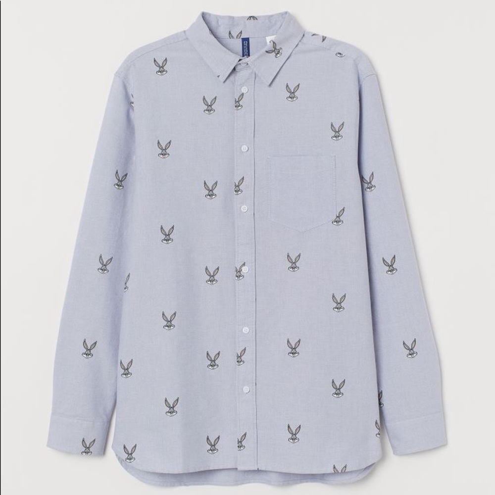 H&M Bugs Bunny Patterned Cotton Dress Shirt